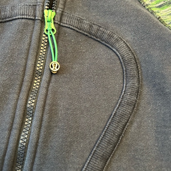lululemon athletica Blue and Green Scuba Hoodie Sweater with Full-Length Zipper - Picture 5 of 9